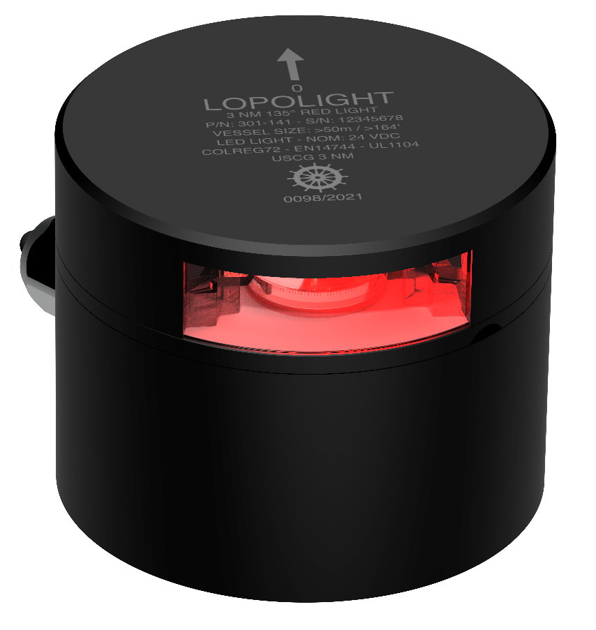 3nm 135° Red Suez stop, black anodized.